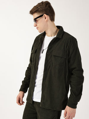Thomas Scott Men Olive Premium Opaque Casual Shirt