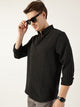 Thomas Scott Men Black Premium Spread Collar Vertical Striped Slim Fit Casual Shirt