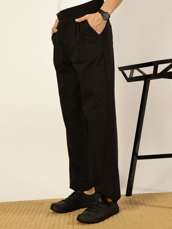 Thomas Scott Men Black Smart Pleated Trousers