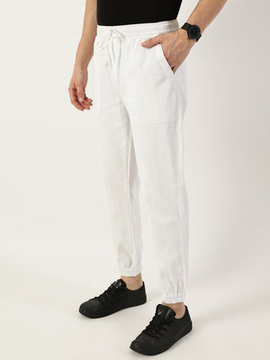 Thomas Scott Men White Smart Easy Wash Joggers Trousers