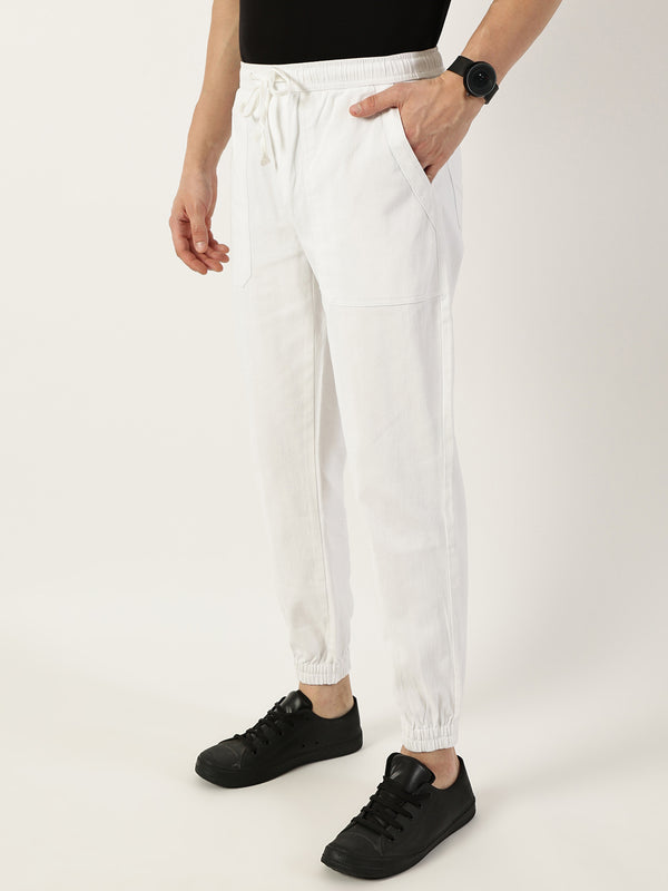 Thomas Scott Men White Smart Easy Wash Joggers Trousers