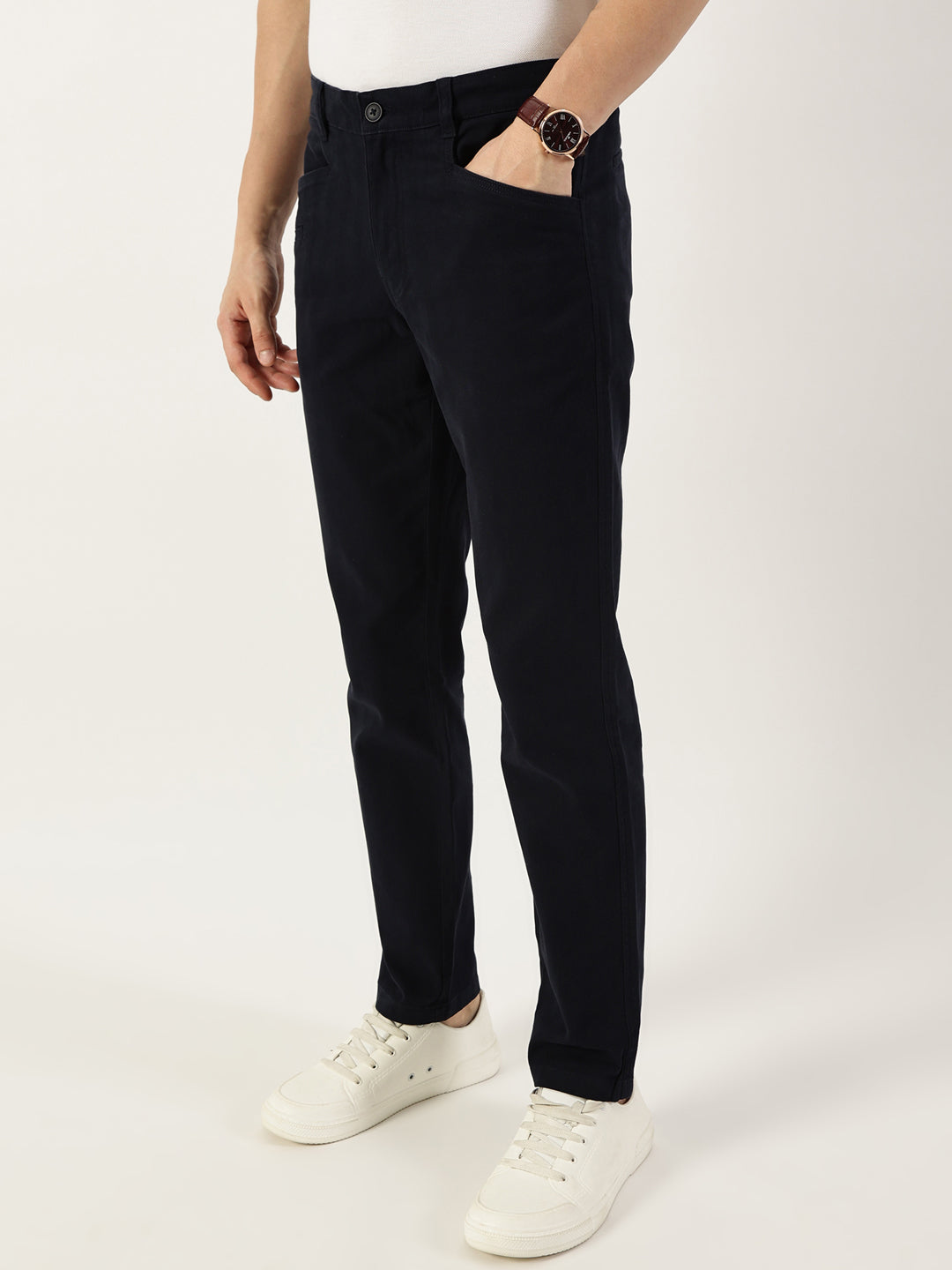 Thomas Scott Men Navy Smart Easy Wash Chinos Trousers