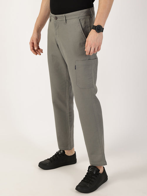 Thomas Scott Men DarkGrey Smart Regular Fit Mid-Rise Chinos Trousers
