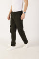 Thomas Scott Men Olive Striped Smart Cargos Trousers