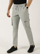 Grey Cotton Smart Straight Fit Easy Wash Cargo Trouser For Men