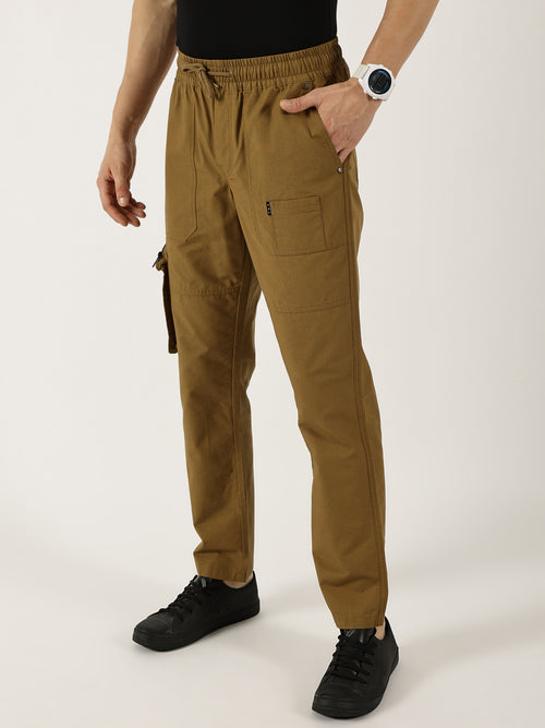 Thomas Scott Men Brown Smart Regular Fit Mid-Rise Easy Wash Cotton Cargos