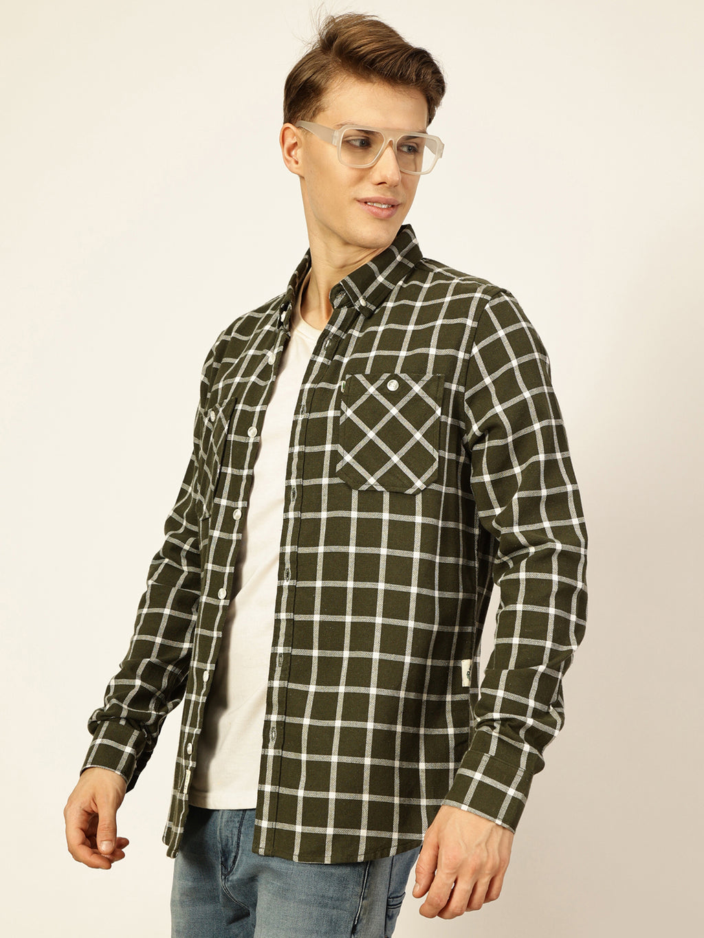 Thomas Scott Men Premium Slim Fit Gingham Checks Opaque Checked Casual Shirt