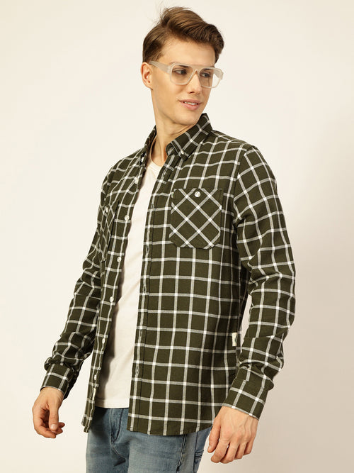 Thomas Scott Men Premium Slim Fit Gingham Checks Opaque Checked Casual Shirt
