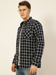 Navy Premium Slim Fit Gingham Checks Opaque Checked Casual Shirt For Men