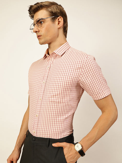 Thomas Scott Men Smart Gingham Checks Opaque Checked Formal Shirt