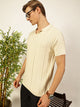 Thomas Scott Men Off White Knit Striped Polo Collar T-shirt