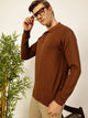 Thomas Scott Men Brown Knit Solid Polo Collar Cotton T-shirt