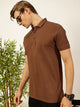 Thomas Scott Men Brown Solid Polo Collar Cotton T-shirt