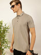 Thomas Scott Men Grey Solid Polo Collar Cotton T-shirt