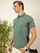 Thomas Scott Men Teal Solid Polo Collar Cotton T-shirt