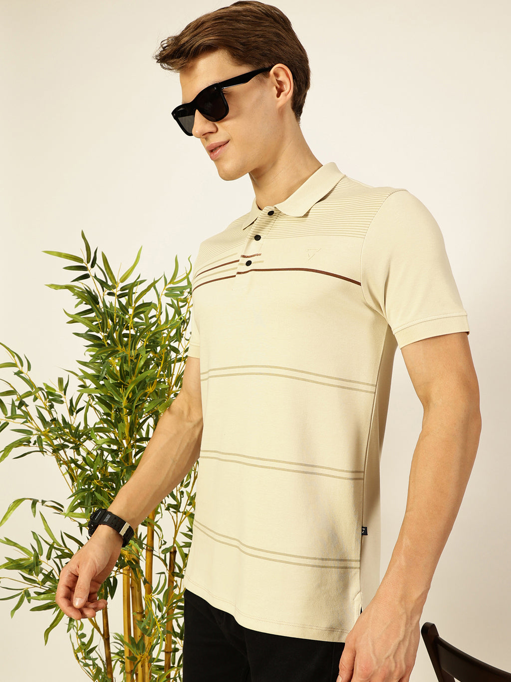Thomas Scott Men Beige Cotton Polo Tshirt - S