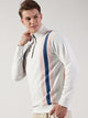 White Striped High Neck Tshirt For Men
