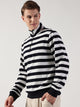 Navy BluevStriped High Neck Tshirt For Men
