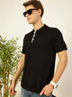Black Regular Fit Short Sleeves Solid Polo Collar Knit Tshirt For Men