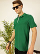 Green Regular Fit Short Sleeves Solid Polo Collar Knit Tshirt For Men
