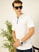 White Regular Fit Short Sleeves Solid Polo Collar Knit Tshirt For Men