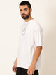 White Round Neck Typography Printed Bio Finish Cotton Tshirt For Men