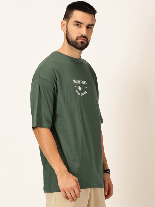Thomas Scott Men Graphic Printed Bio Finish Drop-Shoulder Sleeves Cotton T-shirt