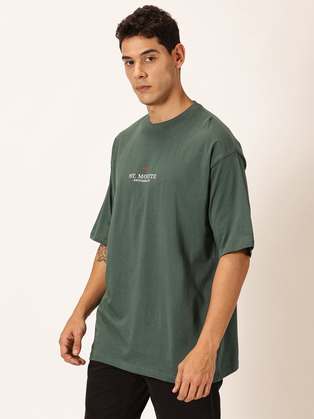 Thomas Scott Men Round Neck Typography Printed Cotton Oversized T-shirt