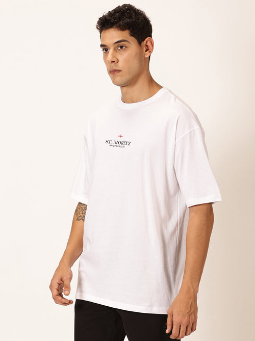 Thomas Scott Men Round Neck Typography Cotton Oversized T-shirt