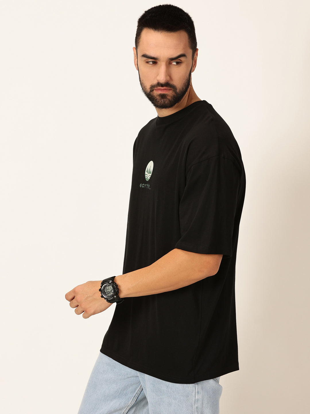 Thomas Scott Men Oversized Typography Printed Cotton Bio Finish T-shirt