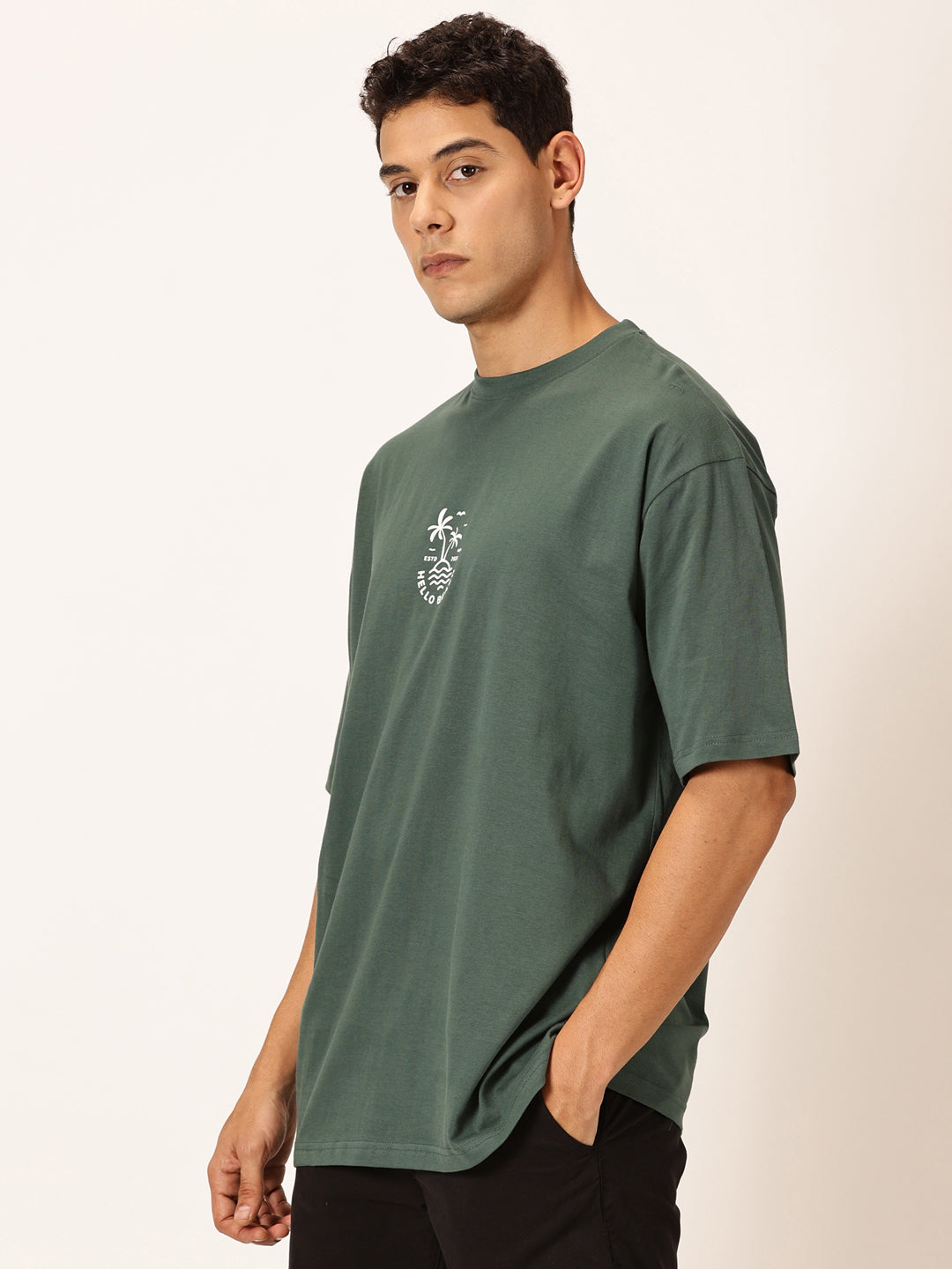 Thomas Scott Men Round Neck Typography Cotton Oversized T-shirt