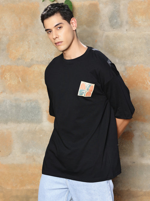 Thomas Scott Men Graphic Printed Drop-Shoulder Sleeves Oversized Pure Cotton T-shirt