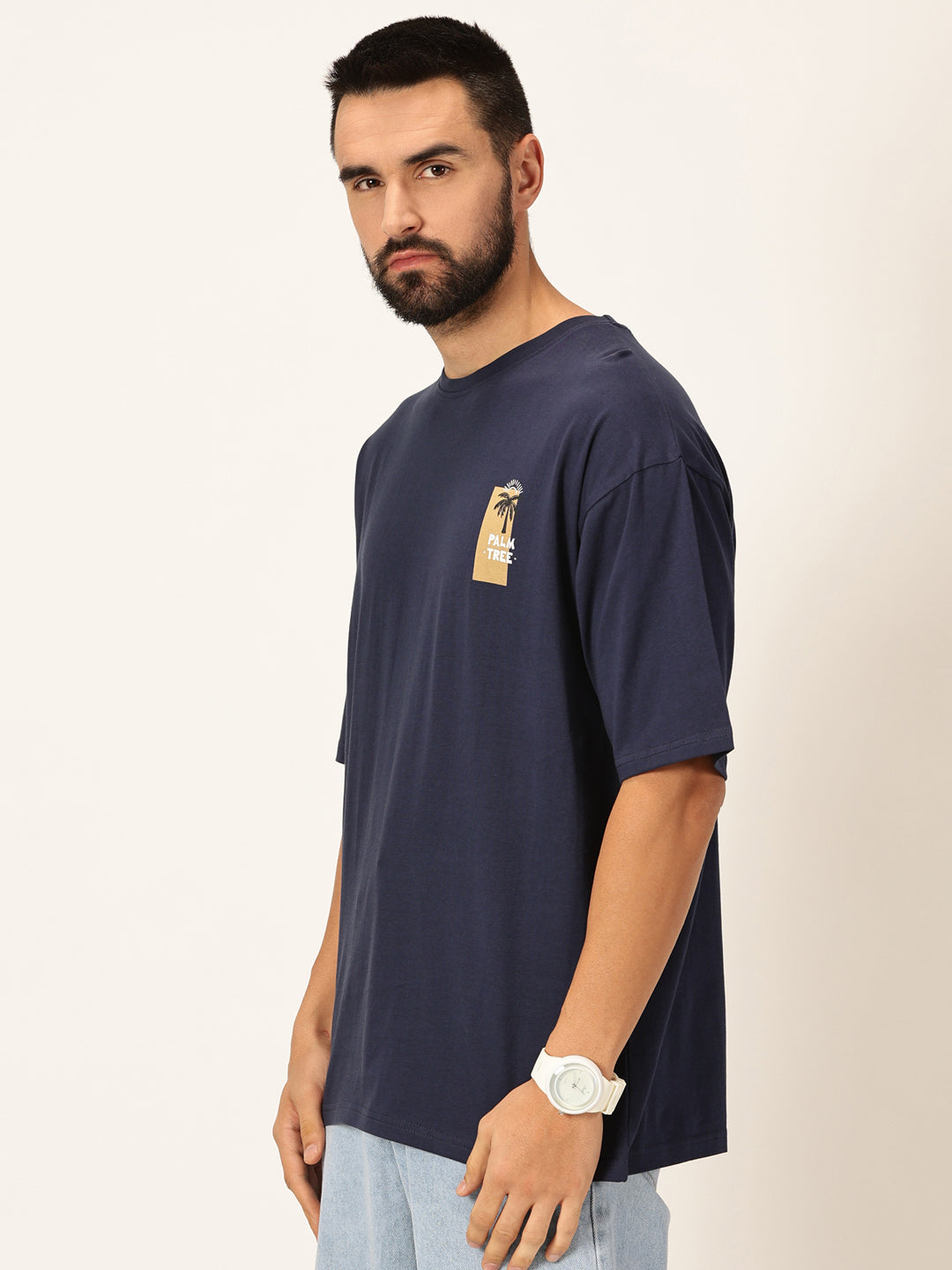 Thomas Scott Men Round Neck Drop-Shoulder Sleeves Bio Finish Cotton Oversized T-shirt