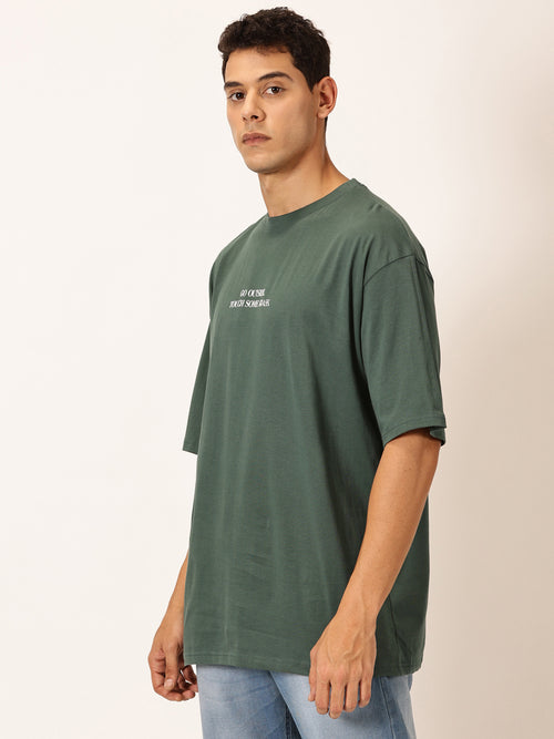 Thomas Scott Men Round Neck Typography Printed Cotton Oversized T-shirt
