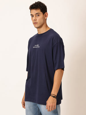 Thomas Scott Men Round Neck Typography Printed Cotton Oversized T-shirt