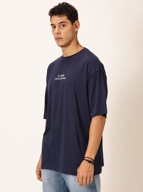 Thomas Scott Men Round Neck Typography Printed Cotton Oversized T-shirt