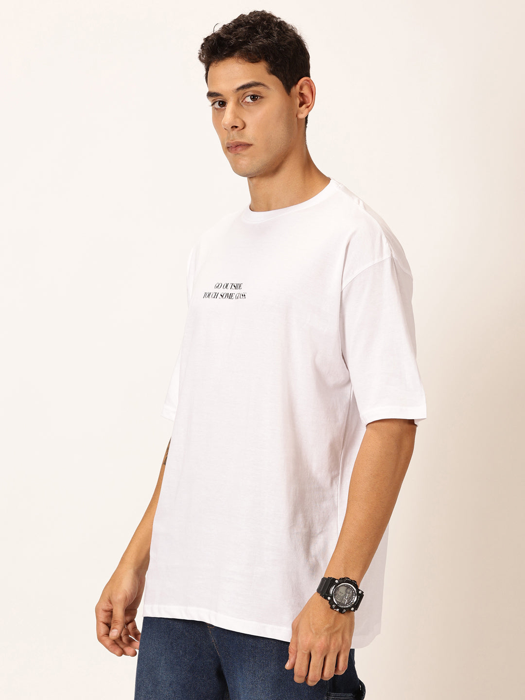 Thomas Scott Men Round Neck Typography Printed Cotton Oversized T-shirt