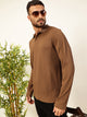Coffee Smart Self Design Polo Full Sleeves Tshirt For Men