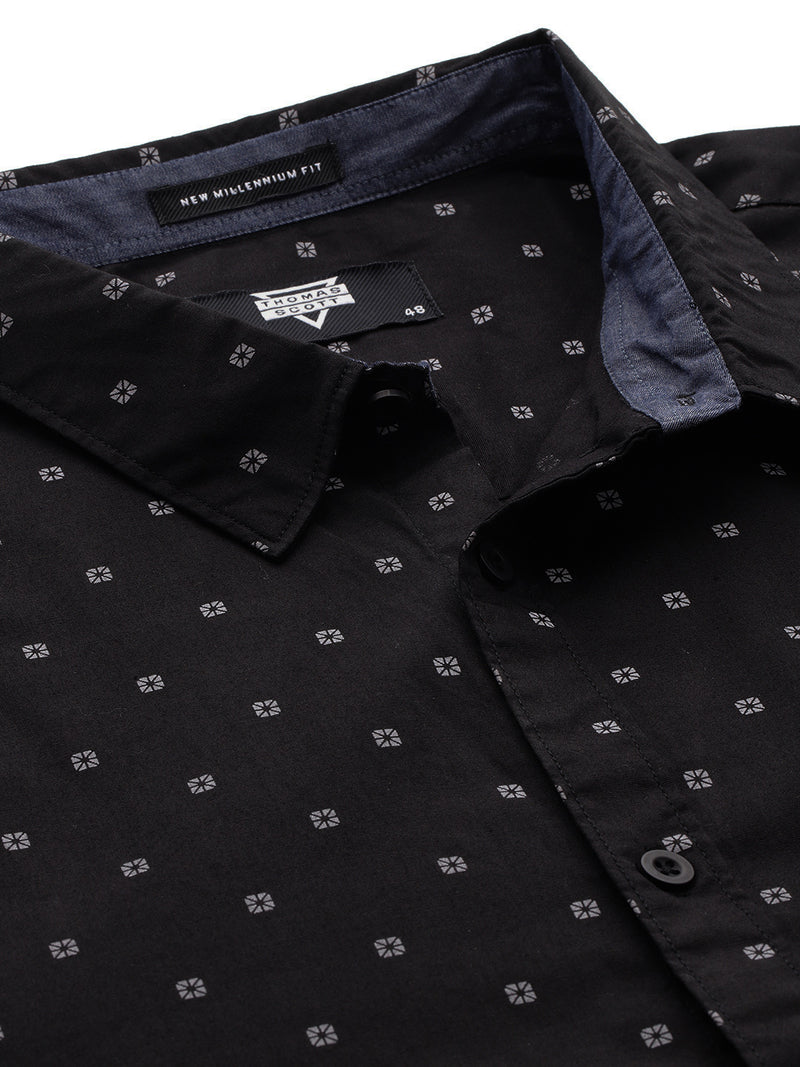 Thomas Scott Men Black Plus Size Premium Casual Shirt