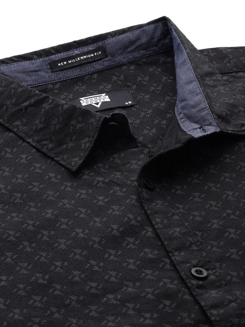 Thomas Scott Men Grey Plus Size Premium Casual Shirt