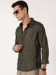 Olive Premium Textured Casual Shirt For Men