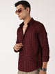 Thomas Scott Men Wine Premium Textured Casual Shirt