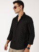 Thomas Scott Men Black Premium Textured Casual Shirt