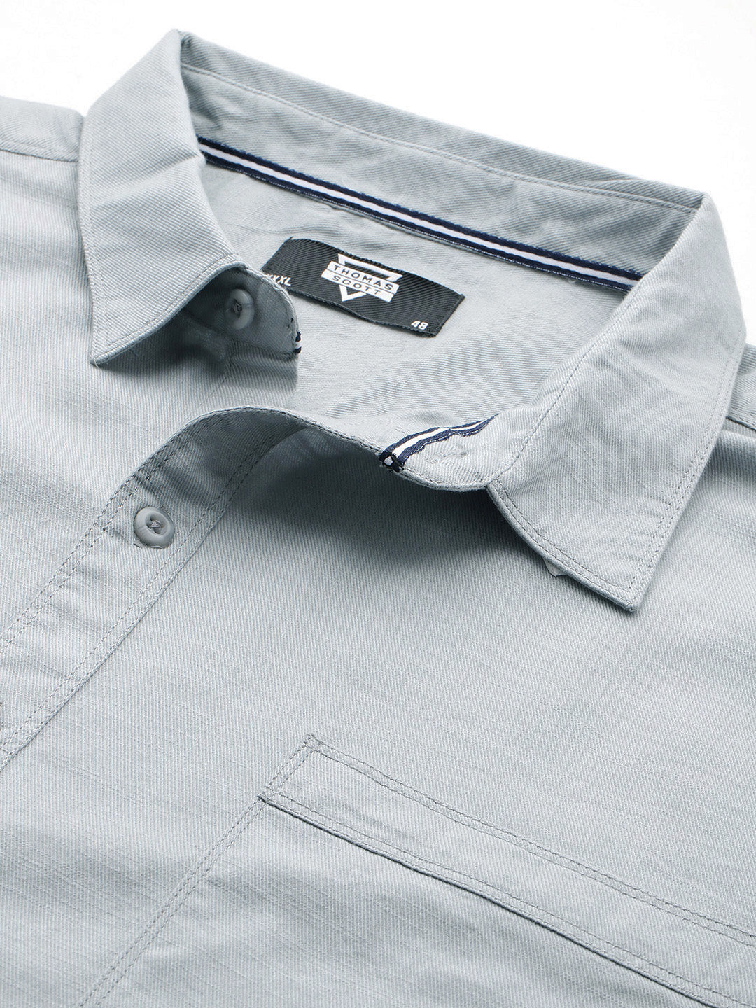 Thomas Scott Men Grey Plus Size Premium Pure Cotton Casual Shirt