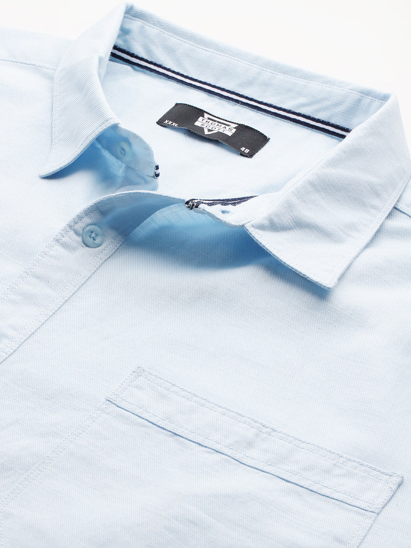 Thomas Scott Men Sky Blue Plus Size Premium Pure Cotton Casual Shirt