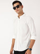 Thomas Scott Men White Premium Slim Fit Corduroy Casual Shirt