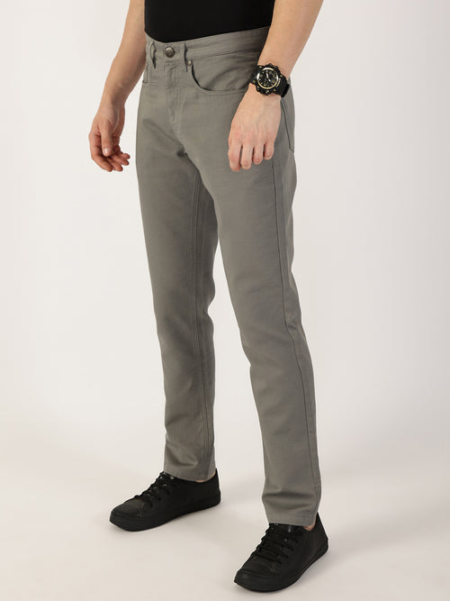 Thomas Scott Men Dark Grey Smart Regular Fit Chinos Trousers