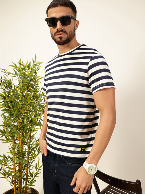 Thomas Scott Men NavyBlue Regular Fit Short Sleeves Round Neck Knitted T-shirt