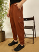 Leaf Green Solid Printed Relaxed Fit Mid-Rise Cargo Joggers For Men