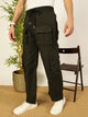 Olive Smart Loose Fit Wrinkle Free Woven Cargo Trouser For Men